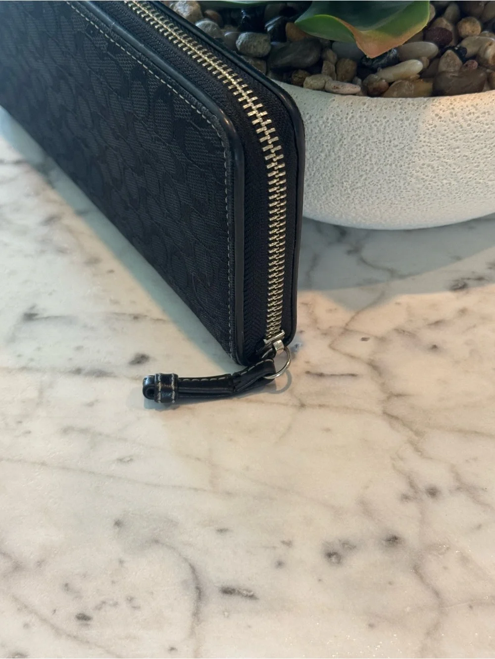 Coach Signature Zip Around Medallion Wallet